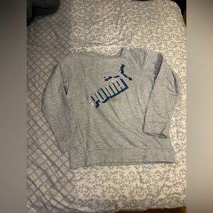 Puma Gray and Blue Logo Long Sleeve Tee